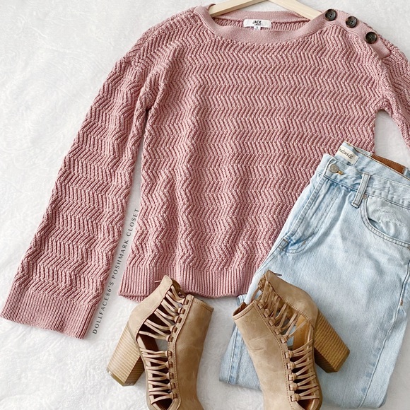 Button Shoulder Flared Sleeve Bateau Neckline Sweater - Picture 2 of 9